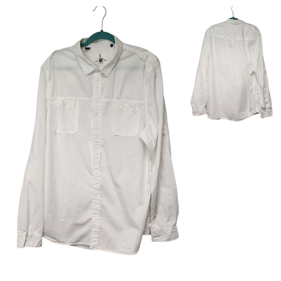 I JEANS by BUFFALO WHITE BUTTON DOWN LONG SLEEVE MEN'S SHIRT SIZE XXL - Picture 1 of 6